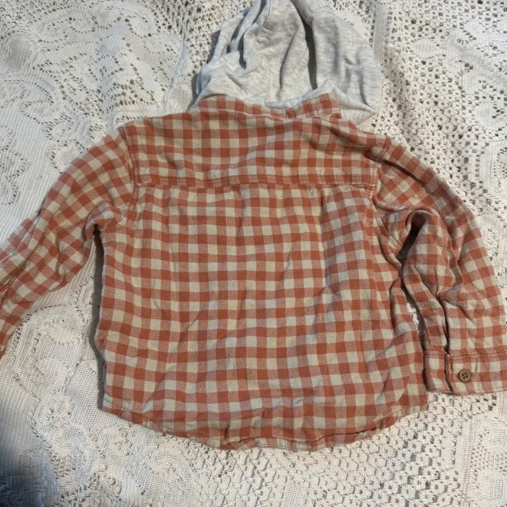 Carter's Baby Boys Flannel Shirt with Hood 18M Plaid Button Up Top